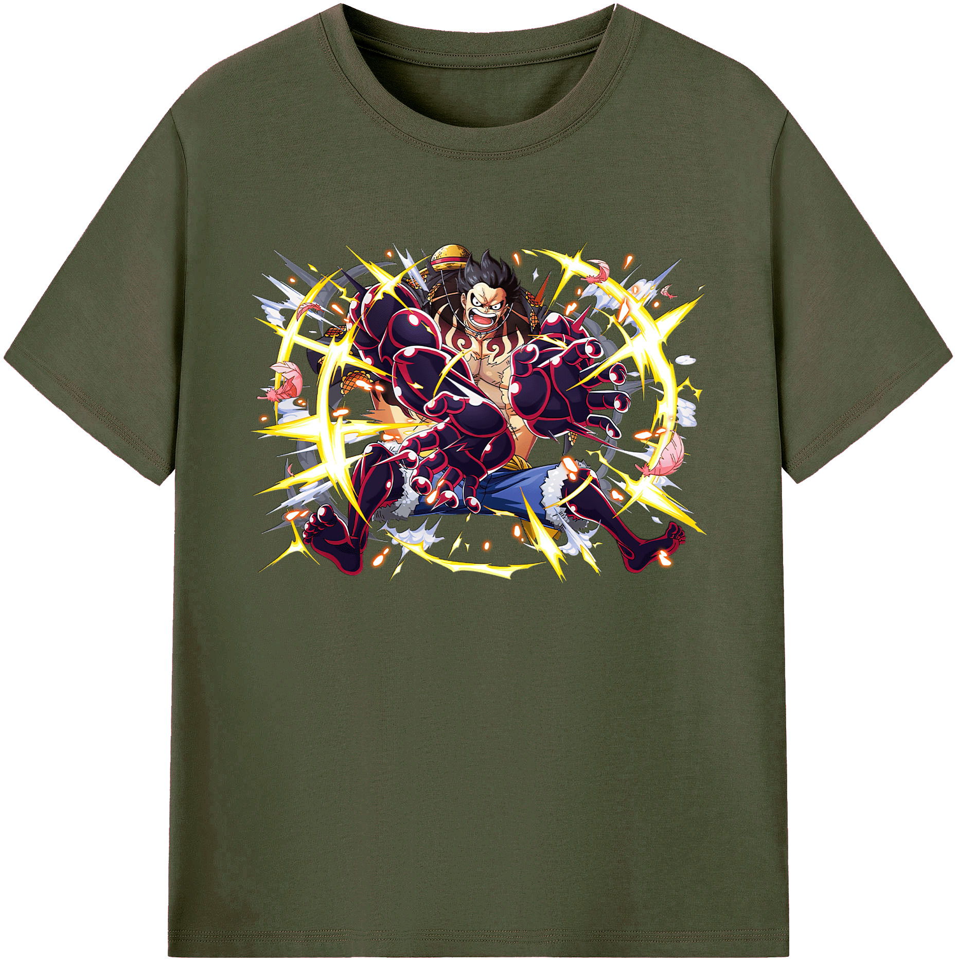 ワンピース モンキー・D・ルフィ ONE PIECE Monkey D. Luffy 綿100％ メンズ半袖Tシャツ｜肌触りやわらか＆通気性